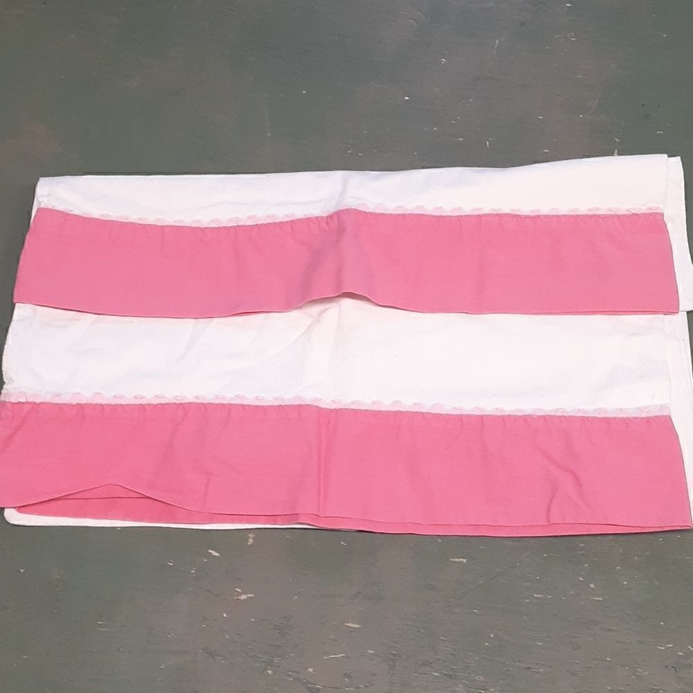vintage pillowcases with pink edging and pink rick rack decor